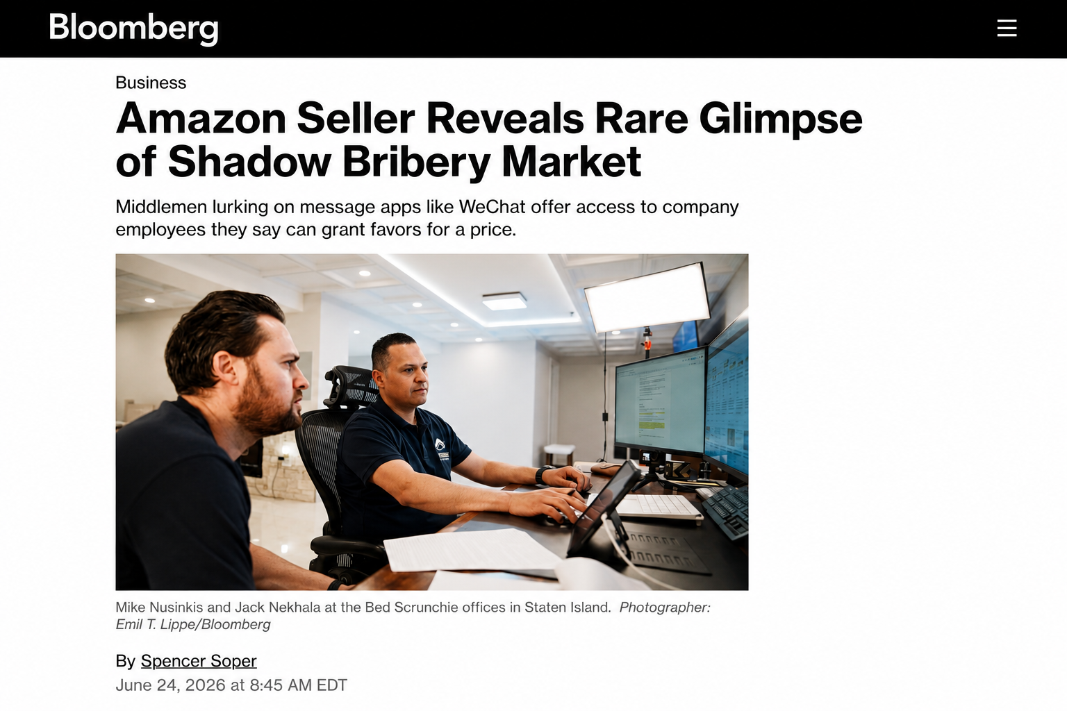 Bloomberg: Amazon Seller Reveals Rare Glimpse of Shadow Bribery Market